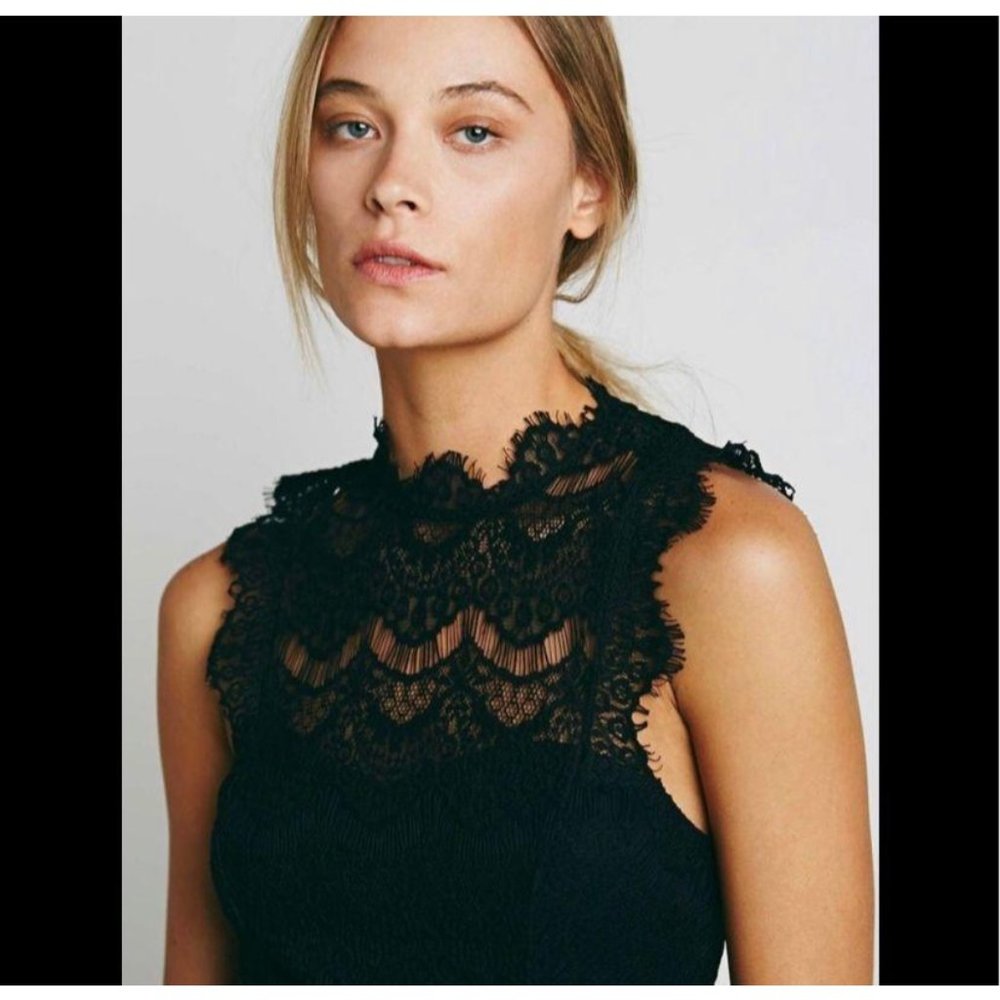 NWT Free People Daydream Lace Mini Dress Black XS - Picture 5 of 11